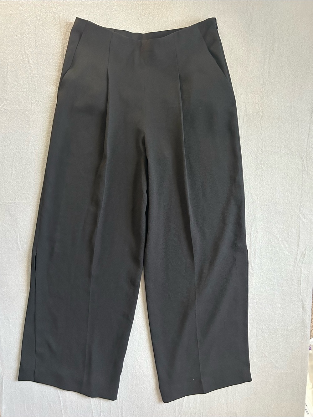 COS High waist Wide leg Black Minimalist trousers US 12 with side slit